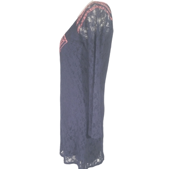 Flying Tomato Navy Blue Long Sleeves Laced Dress. S - Picture 2 of 14